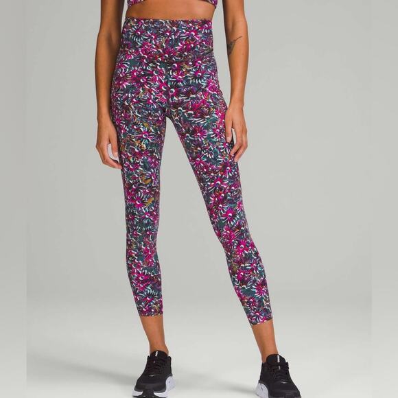 Lululemon Base Pace High-Rise Running Tight 25” Floral Electric Multi Nulux 4 - Picture 1 of 7